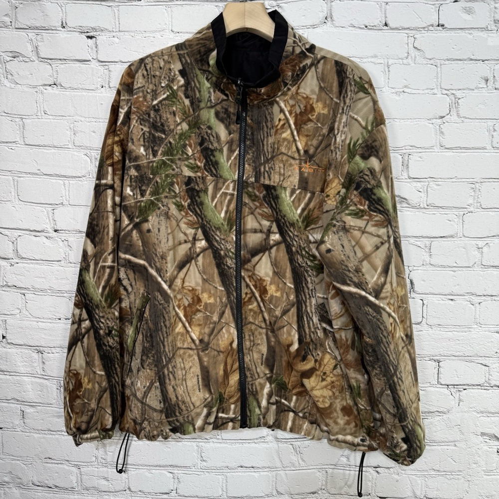 Habit x Realtree AP Fleece‎ Reversible Jacket Men's 2XL Camo/Black Cinch HRF-200